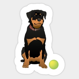 Friendly Rottweiler with Green Ball Sticker